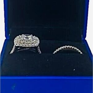 NEW!! Round Cut WHITE SAPPHIRE Sterling Silver Double Halo Engagement Ring 7.5